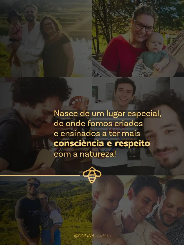 Família do Apiário Colina da Mata reunida na fazenda em Amparo/SP. Nasce de um lugar especial, de onde fomos criados e ensinados a ter mais consciência e respeito com a natureza!